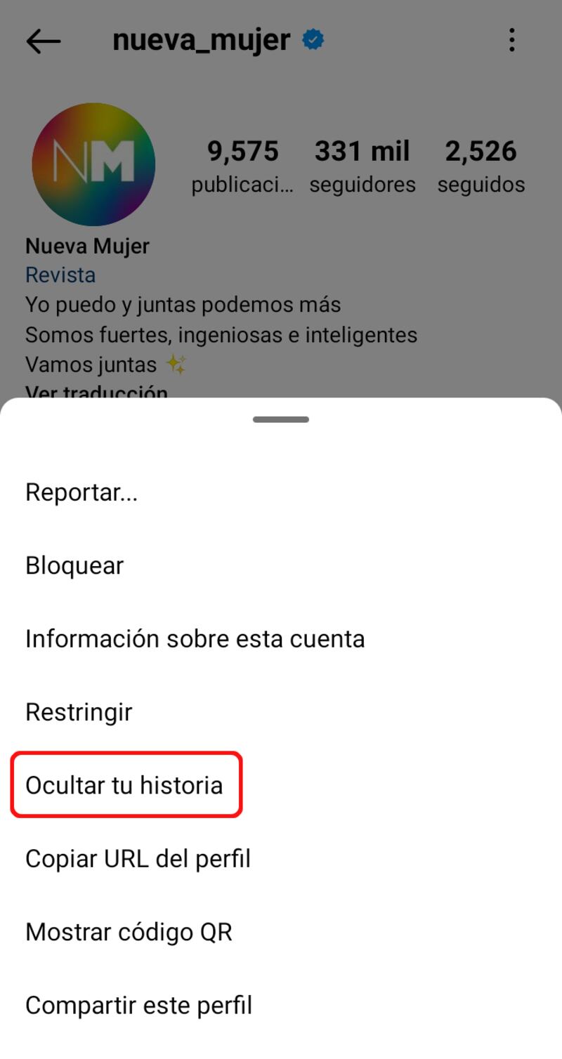 Instagram tiene una función que permite ocultar las historias a determinados usuarios